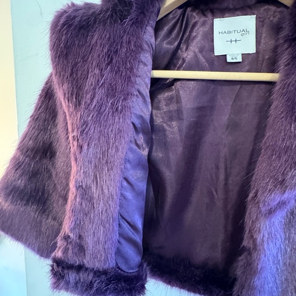 Habitual Girl Plum Purple Faux Fur Coat - Size 4/5 - Picture 10 of 12